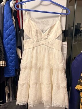BCBGMaxAzria Cream Lace Dress with Spaghetti Straps